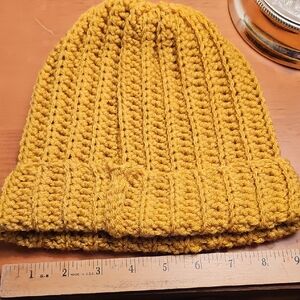 Handcrafted Knit Beanie in Tan/Yellow